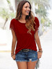 Short-sleeved Round Neck Tassels Cotton T-Shirt 8 Colors