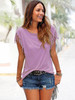 Short-sleeved Round Neck Tassels Cotton T-Shirt 8 Colors