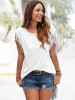 Short-sleeved Round Neck Tassels Cotton T-Shirt 8 Colors
