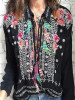 V-neck Black Blouses&shirts Tops