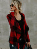 Fashion Plaid Lapel Long Sleeves Outwears Tops