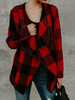 Fashion Plaid Lapel Long Sleeves Outwears Tops