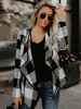 Fashion Plaid Lapel Long Sleeves Outwears Tops