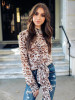 Leopard Print Bow-embellished Blouses&Shirts Top