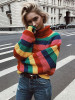 Multicolor Striped Knitting Sweater Tops Multicolor Striped Knitting Sweater Tops
