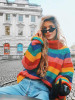 Multicolor Striped Knitting Sweater Tops Multicolor Striped Knitting Sweater Tops