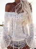 Lace Off Shoulder Flared Sleeves Cover-Ups Tops