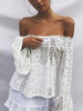 Lace Off Shoulder Flared Sleeves Cover-Ups Tops