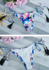 Black Floral Tie Back Drawstring 2-in-1 V-neck Swimwear