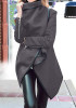 Grey Patchwork Irregular Turndown Collar Long Sleeve Casual Coat