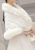 White Patchwork Faux Wool Pearl Elbow Sleeve Coat
