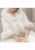 White Patchwork Faux Wool Pearl Elbow Sleeve Coat