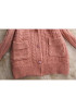 Pink Patchwork Single Breasted Pockets Long Sleeve High Neck Hooded Cardigan Sweater Coat
