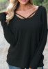 Black Plain Hooded Long Sleeve Fashion Women T-Shirt
