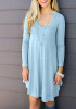 Light Blue Draped Irregular Plus Size Round Neck T-Shirt