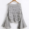 Grey Plain Round Neck Long Sleeve Casual Pullover Sweater