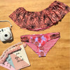 Orange Floral 2-in-1 Ruffle Crop Bandeau Slim Swimwear