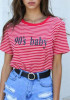 Red Striped Round Neck Short Sleeve T-Shirt