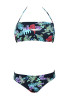 Black Floral Bandeau Cut Out Drawstring 2-in-1 Fashion Swimwear