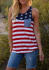 Red American Flag Pattern Independence Day Round Neck Casual Vest