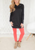 Black Leopard Print Hooded Long Sleeve Fashion Pullover Sweatshirt
