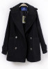 Black Pockets Buttons Tailored Collar Long Sleeve Wool Coat