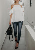 White Cascading Ruffle Cut Out Spaghetti Strap Sweet Going out Blouse