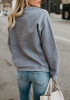 Grey Letter Print Round Neck Long Sleeve Loose Casual Pullover Sweatshirt