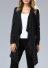 Black Irregular Plunging Neckline Long Sleeve Coat