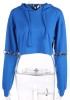 Blue Patchwork Drawstring Hooded Long Sleeve Fashion Pullover Sweatshirt