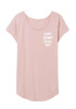 Light Pink Monogram Print Irregular Round Neck Short Sleeve Casual T-Shirt