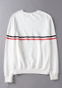 White Striped Print Round Neck Long Sleeve Fashion Sweatshirt