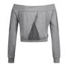 Grey Crop Cut Out Boat Neck Long Sleeve Fashion T-Shirt