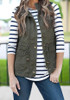 Army Green Drawstring Pockets Buttons Turndown Collar Casual Cardigan Vest Coat