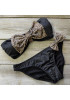 Black Patchwork Bow Bandeau Two Piece Slim Swimwear