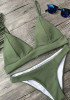 Army Green Condole Belt 2-in-1 V-neck Fashion Swimwear