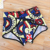 Blue Patchwork Grenadine Tribal Floral Print Two Piece High Waisted Vintage Swimwear
