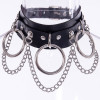 Blackmeoww Goth Women Harajuku Metal Punk Witch Spell Leather Choker - Black One Size
