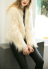 White Round Neck Long Sleeve Fashion Winter Faux Fur Coat