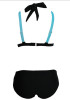 Black-Blue Patchwork Irregular Condole Belt Fashion Swimwear