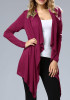 Rose Carmine Irregular Plunging Neckline Long Sleeve Coat
