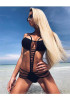 Black Crop Cut Out Tie Back Fashion Swimwear Black Crop Cut Out Tie Back Fashion Swimwear