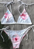 Pink Floral Striped Condole Belt 2-in-1 V-neck Swimwear