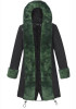 Black Patchwork Drawstring Irregular Hooded Long Sleeve Faux Fur Thick Coat