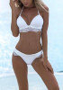 White Spaghetti Strap Lace Tie Back Backless Halter Neck Two Piece Bikini Swimwea