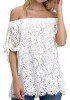 White Lace Off Shoulder Backless Plus Size Sweet Going out Blouse White Lace Off Shoulder Backless Plus Size Sweet Going out Blouse