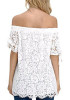 White Lace Off Shoulder Backless Plus Size Sweet Going out Blouse White Lace Off Shoulder Backless Plus Size Sweet Going out Blouse