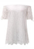 White Lace Off Shoulder Backless Plus Size Sweet Going out Blouse White Lace Off Shoulder Backless Plus Size Sweet Going out Blouse