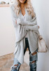 Grey Irregular High-low Oversize Going out Casual Cardigan Sweater