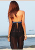 Black Patchwork Irregular Cut Out Condole Belt Swimwear
